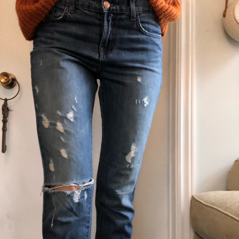 J BRAND DISTRESSED DENIM JEANS